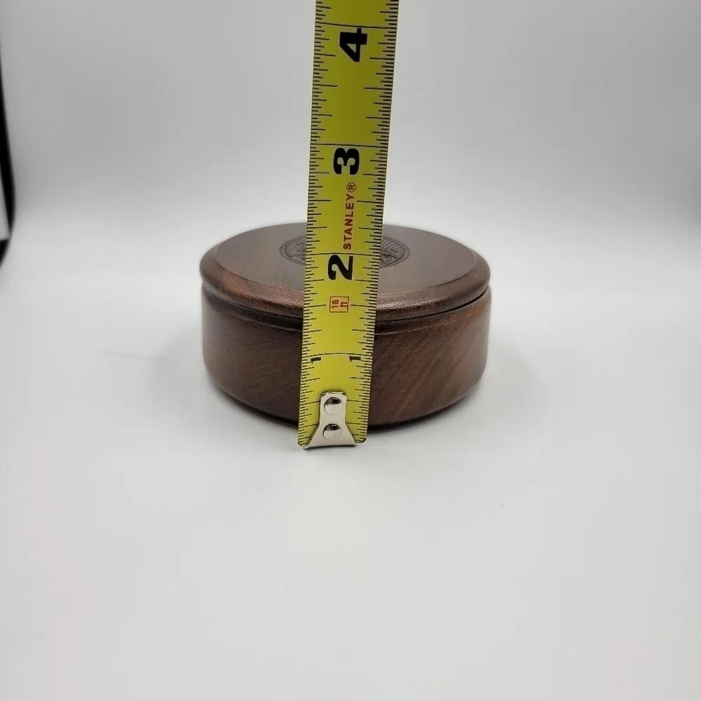 Vintage Torch Small Lidded Wooden Trinket Dish